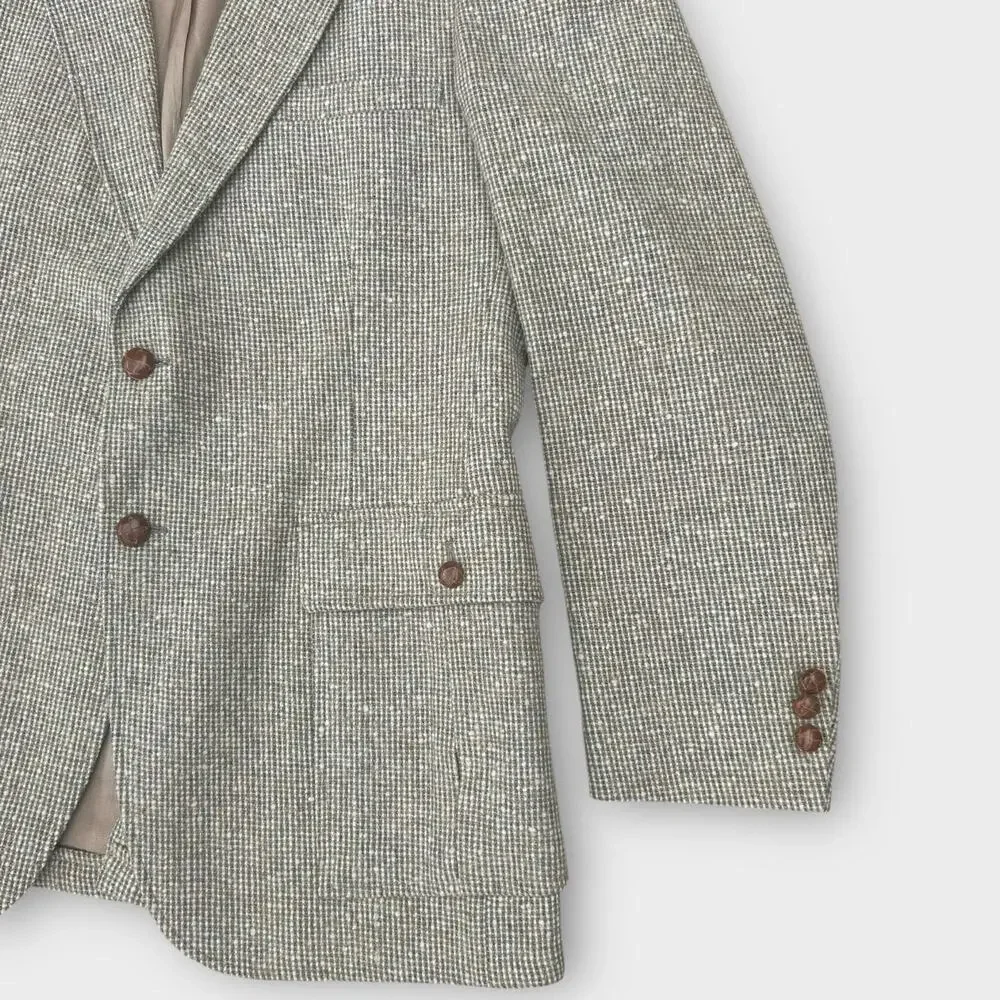 Vintage 70s H.I.S Wool Tweed Sport Coat Blazer Jacket Mens 42 L Preppy Academic - Picture 2 of 13